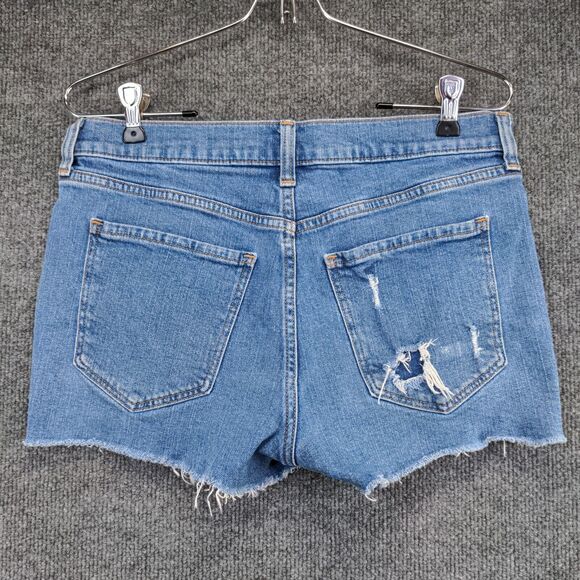 Old Navy Boyfriend Jean Shorts Blue Size 6 5 Pocket Distressed Cotton - Picture 3 of 12
